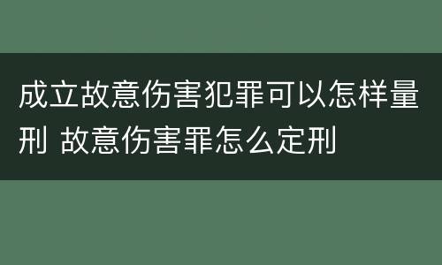 成立故意伤害犯罪可以怎样量刑 故意伤害罪怎么定刑