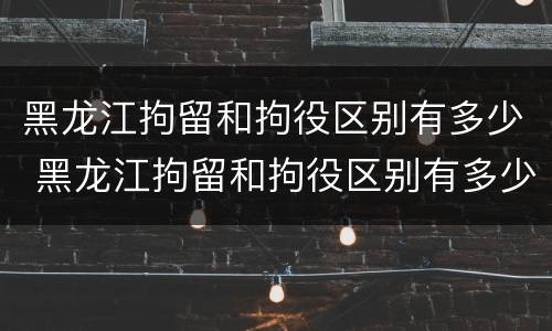 黑龙江拘留和拘役区别有多少 黑龙江拘留和拘役区别有多少个