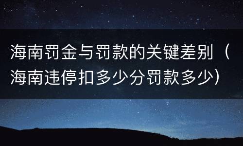 海南罚金与罚款的关键差别（海南违停扣多少分罚款多少）