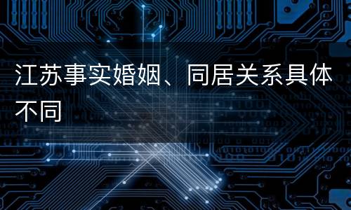 江苏事实婚姻、同居关系具体不同