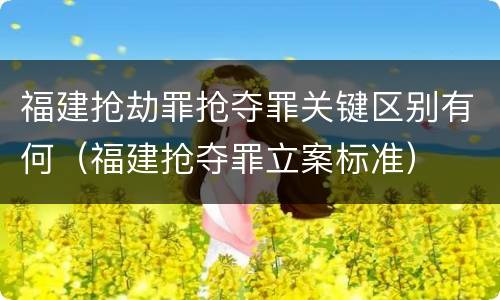 福建抢劫罪抢夺罪关键区别有何（福建抢夺罪立案标准）