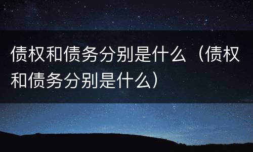 债权和债务分别是什么（债权和债务分别是什么）