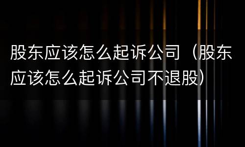 股东应该怎么起诉公司（股东应该怎么起诉公司不退股）