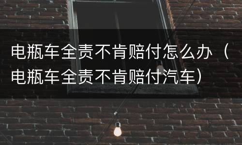 电瓶车全责不肯赔付怎么办（电瓶车全责不肯赔付汽车）