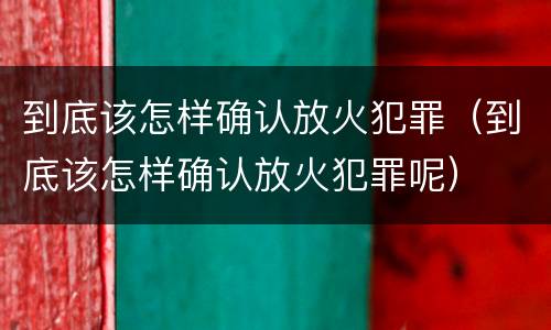 到底该怎样确认放火犯罪（到底该怎样确认放火犯罪呢）
