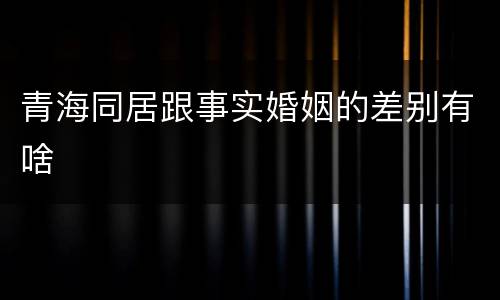 青海同居跟事实婚姻的差别有啥