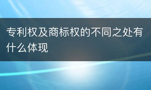 专利权及商标权的不同之处有什么体现