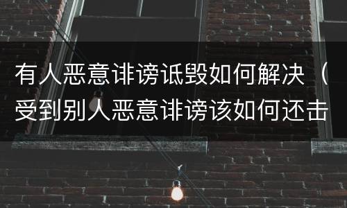 有人恶意诽谤诋毁如何解决（受到别人恶意诽谤该如何还击）