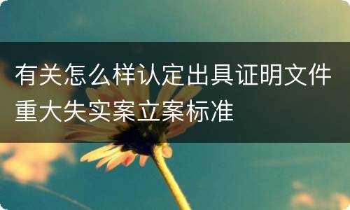 有关怎么样认定出具证明文件重大失实案立案标准