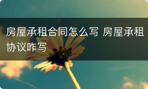 房屋承租合同怎么写 房屋承租协议咋写