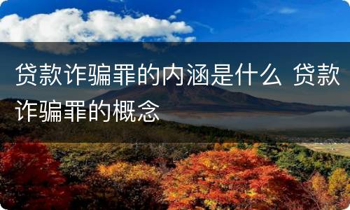 贷款诈骗罪的内涵是什么 贷款诈骗罪的概念