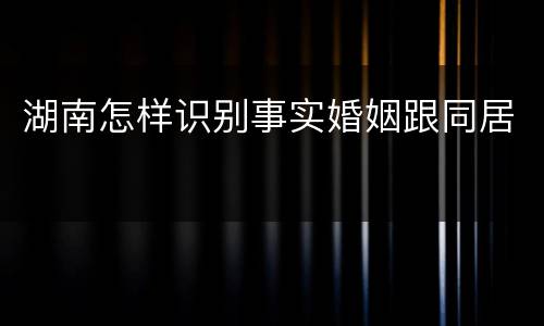 湖南怎样识别事实婚姻跟同居