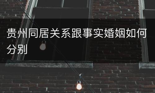 贵州同居关系跟事实婚姻如何分别