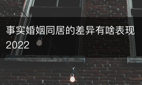 事实婚姻同居的差异有啥表现2022