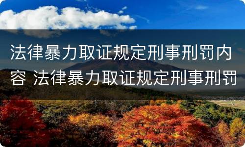 法律暴力取证规定刑事刑罚内容 法律暴力取证规定刑事刑罚内容是什么