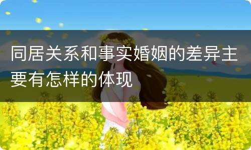 同居关系和事实婚姻的差异主要有怎样的体现