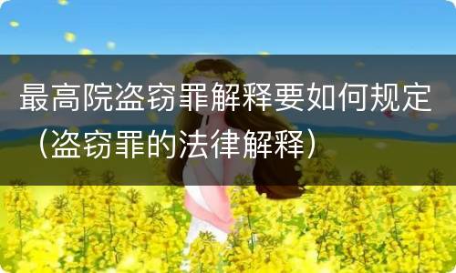 最高院盗窃罪解释要如何规定（盗窃罪的法律解释）