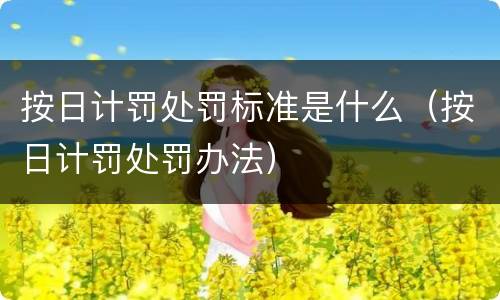 按日计罚处罚标准是什么（按日计罚处罚办法）