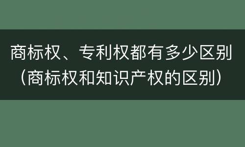 商标权、专利权都有多少区别（商标权和知识产权的区别）