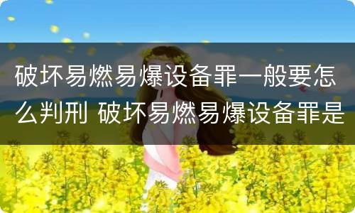 破坏易燃易爆设备罪一般要怎么判刑 破坏易燃易爆设备罪是危险犯吗