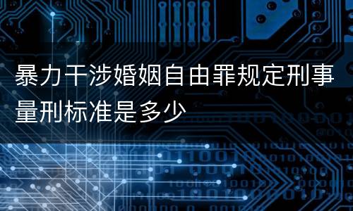 暴力干涉婚姻自由罪规定刑事量刑标准是多少
