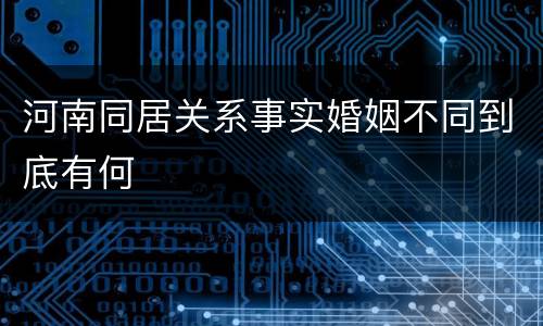 河南同居关系事实婚姻不同到底有何