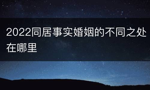 2022同居事实婚姻的不同之处在哪里