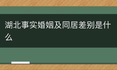 湖北事实婚姻及同居差别是什么