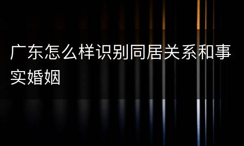 广东怎么样识别同居关系和事实婚姻