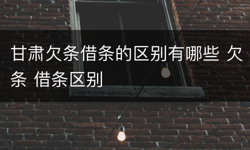 甘肃欠条借条的区别有哪些 欠条 借条区别