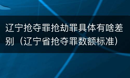 辽宁抢夺罪抢劫罪具体有啥差别（辽宁省抢夺罪数额标准）