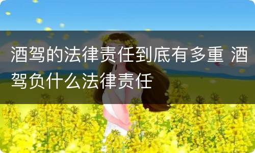酒驾的法律责任到底有多重 酒驾负什么法律责任