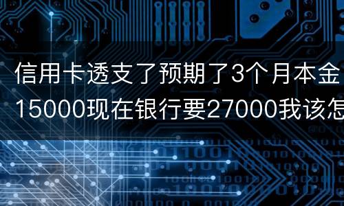 信用卡透支了预期了3个月本金15000现在银行要27000我该怎么办