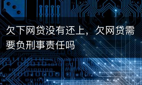 欠下网贷没有还上，欠网贷需要负刑事责任吗