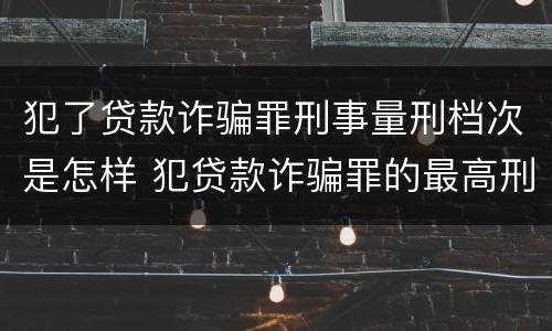 犯了贷款诈骗罪刑事量刑档次是怎样 犯贷款诈骗罪的最高刑期是多久