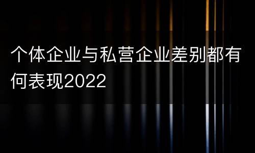 个体企业与私营企业差别都有何表现2022
