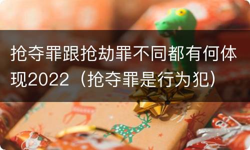 抢夺罪跟抢劫罪不同都有何体现2022（抢夺罪是行为犯）