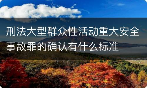刑法大型群众性活动重大安全事故罪的确认有什么标准