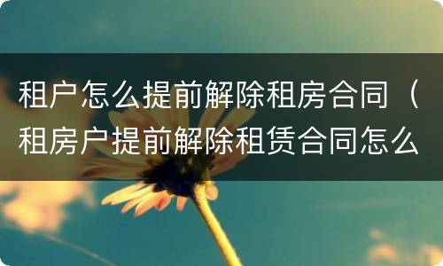 租户怎么提前解除租房合同（租房户提前解除租赁合同怎么处理）