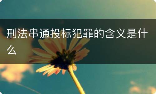 刑法串通投标犯罪的含义是什么