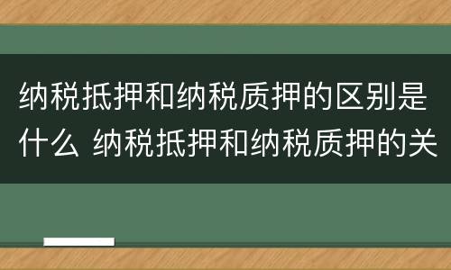 纳税抵押和纳税质押的区别是什么 纳税抵押和纳税质押的关系