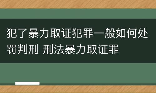 犯了暴力取证犯罪一般如何处罚判刑 刑法暴力取证罪