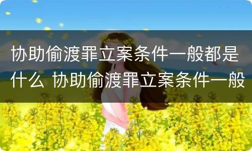 协助偷渡罪立案条件一般都是什么 协助偷渡罪立案条件一般都是什么意思