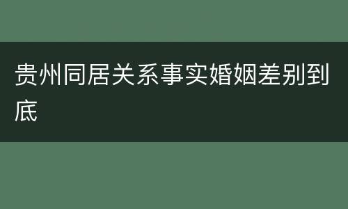 贵州同居关系事实婚姻差别到底