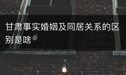 甘肃事实婚姻及同居关系的区别是啥