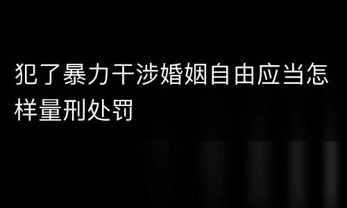 犯了暴力干涉婚姻自由应当怎样量刑处罚