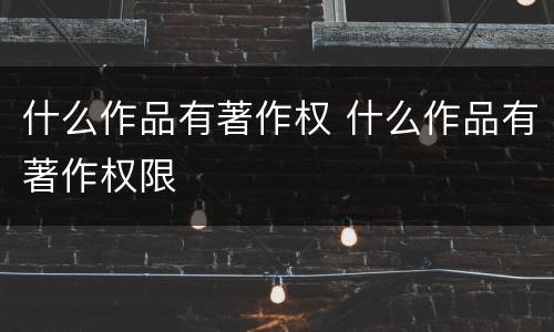 什么作品有著作权 什么作品有著作权限