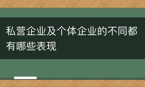 私营企业及个体企业的不同都有哪些表现