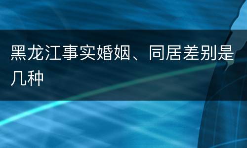黑龙江事实婚姻、同居差别是几种