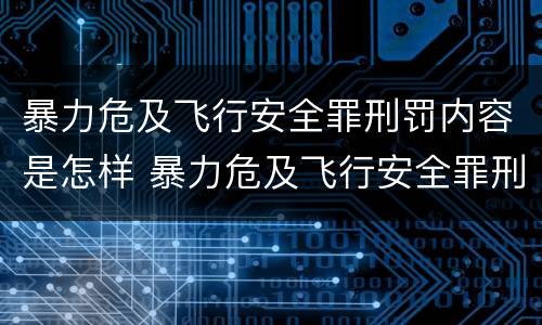 暴力危及飞行安全罪刑罚内容是怎样 暴力危及飞行安全罪刑罚内容是怎样的